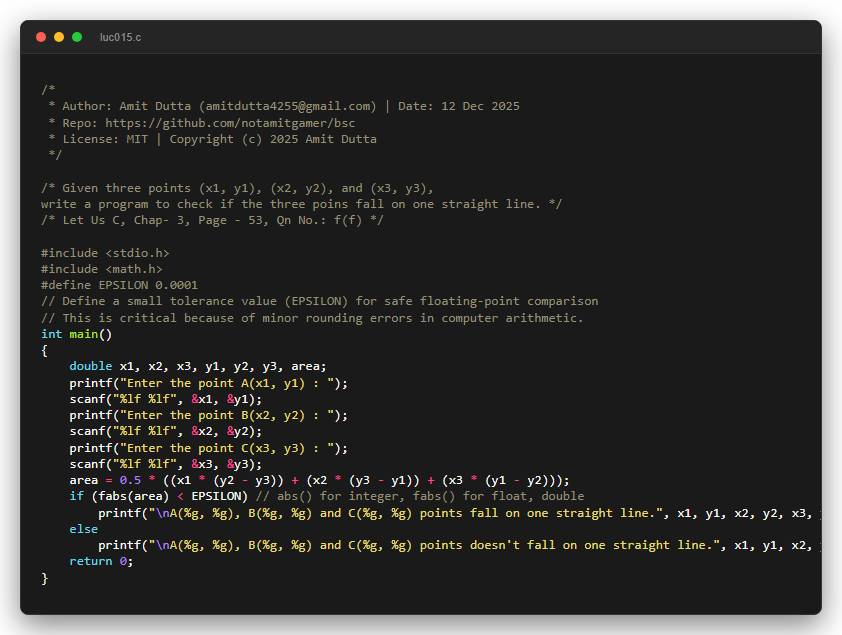 Given three points (x1, y1), (x2, y2), and (x3, y3), write a program to check if the three poins fall on one straight line.